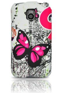 LG MS690 Optimus M Graphic Rubberized Shield Hard Case   Pink Butterfly (Free HandHelditems Sketch Universal Stylus Pen) Cell Phones & Accessories