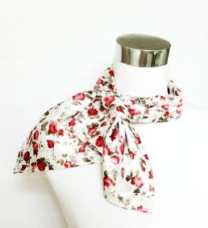 Silk Feel Magic Fashion Neck Scarf   Baby Flower Design on Ivory (40+ tying styles)