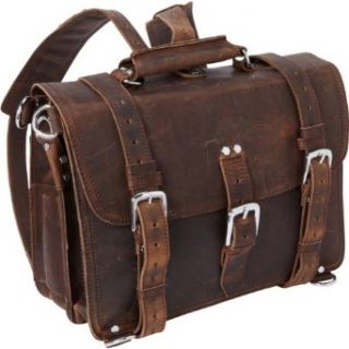 Vagabond Traveler 16" Large Full Leather Briefcase & Backpack (Dark Brown) Clothing