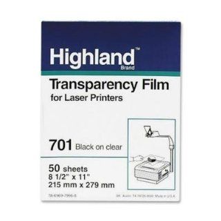 MMM701   Laser Transparency Film, 8 1/2x11,50/BX,Black on Clear 
