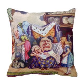 Alice in the Duchess' Kitchen with the Pig Baby Throw Pillows