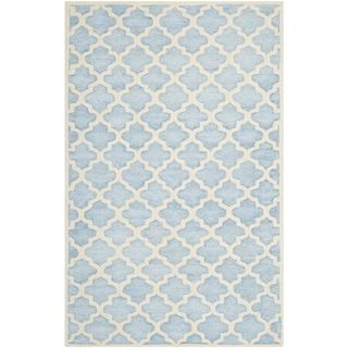 Safavieh Contemporary Handmade Precious Mist Blue Polyester/ Wool Rug (4 X 6)