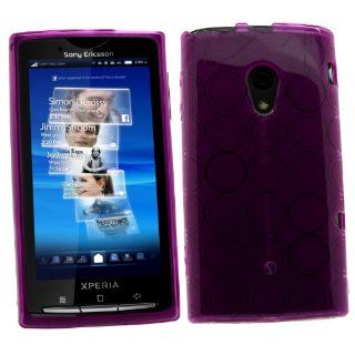 SAMRICK   Sony Ericsson X10   Purple CIRCLES Hydro Gel Protective Case Cell Phones & Accessories
