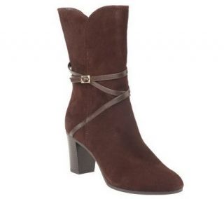 Isaac Mizrahi Live Suede Boots with Strap Detail —