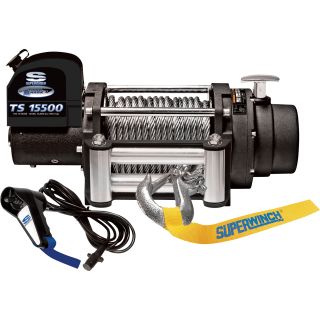 Tiger Shark 12 Volt DC Winch with Remote — 15,500-Lb. Capacity, 5.7 HP, Model# 1515200  12,000 Lb. Capacity   Above Winches
