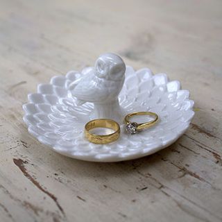 ceramic owl and petal ring dish by ella james