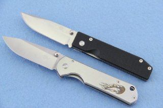 2Pcs Very Classical Type Sanrenmu 710 & GB 704 Folding Knife Pocket Knife  Folding Camping Knives  Sports & Outdoors