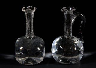 Matching Pair of Glass Water Decanter and Wine Jug, Antique English, circa 1910 Whiskey Jug Kitchen & Dining