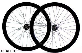Fixie Freewheel Single Speed Wheel Wheelset 50mm Deep Black  Bike Wheels  Sports & Outdoors