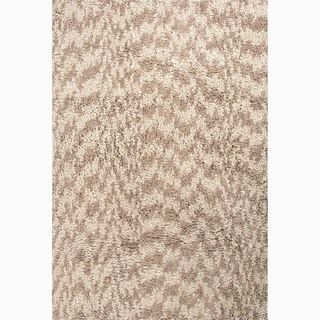 Handmade Ivory/ Taupe Casual Polyester Ultra Plush Rug (2 X 3)