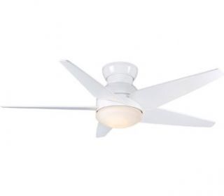 Casablanca Fans C30G11L Isotope   52" Flush Mount Ceiling Fan with Integrated Light, Snow White Finish with Hi Gloss Snow White Blade Finish with Etched White Glass    