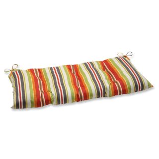 Pillow Perfect Roxen Stripe Citrus Wrought Iron Outdoor Loveseat Cushion