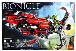 Lego Year 2008 Bionicle Series Vehicle with Figure Set # 8943   AXALARA T9 the Ultimate Fighter Battle Vehicle withdual Midak Skyblasters and Tri Arms Plus Exclusive Lewa Nuva 7 1/2 Inch Tall Figure (Total Pieces 693) Toys & Games