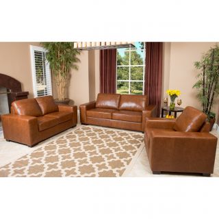Abbyson Living Broadway 3 Piece Leather Sofa, Loveseat, And Armchair