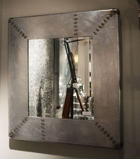 industrial style metal riveted mirror by cambrewood