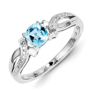 SS Light Swiss Blue Topaz Diamond Ring/CT Wt 0.695ct/Met Wt 2.010g Jewelry