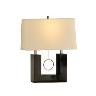 Nova Lighting 10492 Earring Reclining Table Lamp, Gloss Black Wood & Black Nickel with White Shade   Home And Garden Products  