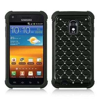 Black Studded Hard Soft Gel Dual Layer Cover Case for Samsung Galaxy S2 S II Sprint Boost Virgin SPH D710 Epic Touch 4G W 18 Cell Phones & Accessories
