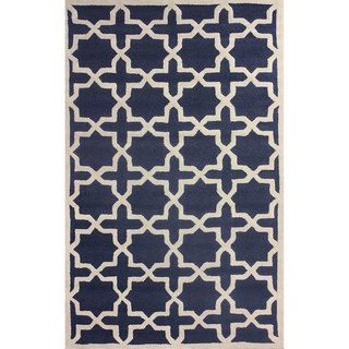 Nuloom Handmade Marrakesh Trellis Blue Wool Rug (76 X 96)