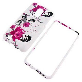 Purple Flowers White Protector Case for Samsung Epic 4G Touch SPH D710 Cell Phones & Accessories