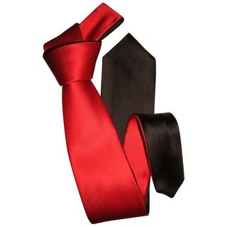 Dmitry Mens Red/ Black Double sided Italian Silk Tie