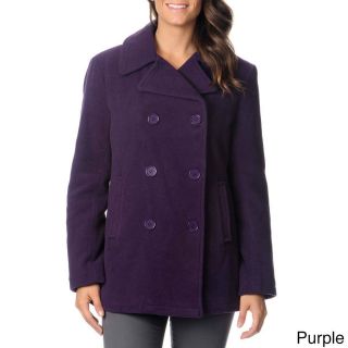 Excelled Excelled Womens Double Breasted Pea Coat Purple Size S (4  6)