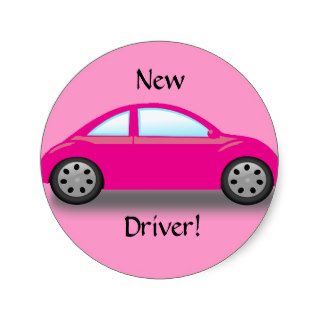 New Driver Pink Car Sticker Round Sticker