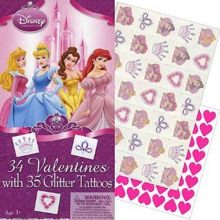 Disney Princess Valentine's Day Cards 34ct with 35 Glitter Tattoos Toys & Games