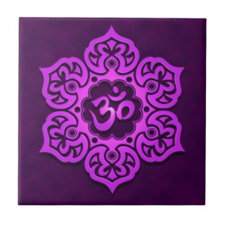 Floral Aum Design, purple Tiles