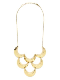 Gold Crescent Moon Multi Tier Bib Necklace by Kevia