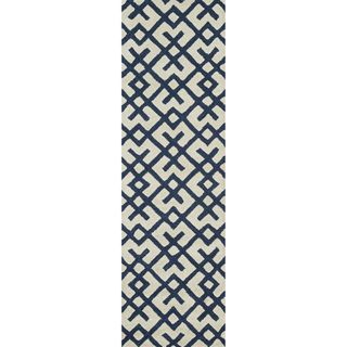 Hand tufted Tatum Ivory/ Navy Wool Rug (23 X 79)