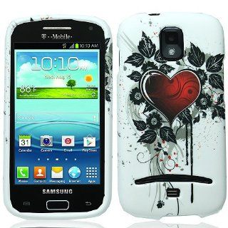 White Red Heart Hard Cover Case for Samsung Galaxy S Relay 4G SGH T699 Cell Phones & Accessories