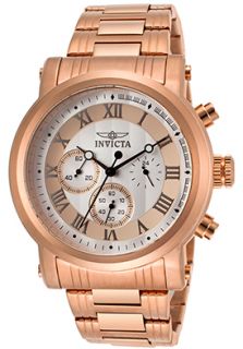 Invicta 15218  Watches,Mens Specialty Chronograph Silver Dial 18K Rose Gold Plated Stainless Steel, Chronograph Invicta Quartz Watches