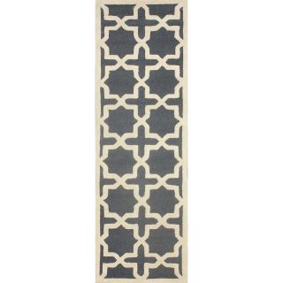 Nuloom Handmade Marrakesh Trellis Grey Wool Runner Rug (26 X 8)