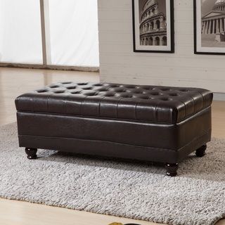Classic Brown Tufted Storage Bench Ottoman
