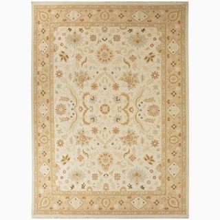 Hand made Oriental Pattern Ivory/ Taupe Wool Rug (9x12)