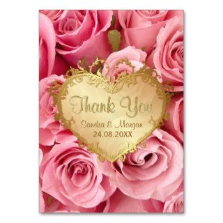Pink Rose Floral Wedding Thank You Business Card Templates