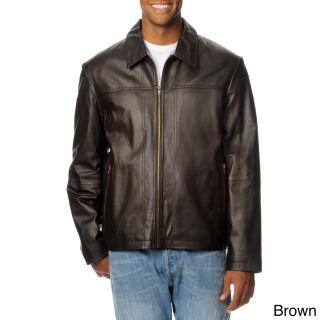 R&o R o Mens Big And Tall Zip Pocket Lamb Leather Jacket Brown Size XLT
