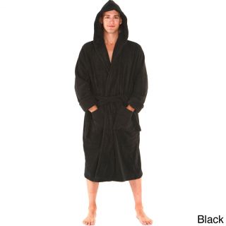 Alexander Del Rossa Del Rossa Mens Thick Hooded Terry Cotton Bath Robe Black Size 4XL