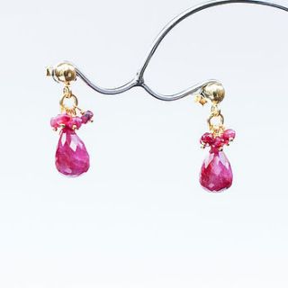 ruby drop stud earrings by rochelle shepherd jewels