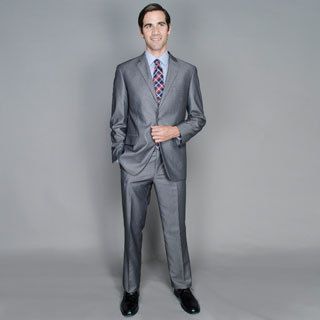 Unity Nick, Inc. Grey Sharkskin 2 button Suit Grey Size 40R