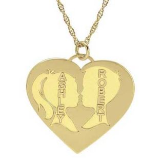 Couples Heart Pendant in Sterling Silver with 14K Gold Plate (2 Names