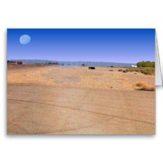 Moon Over Desert Airport Greeting Card