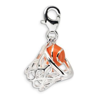 Amore La Vita™ Orange Basketball and Net Charm in Sterling Silver