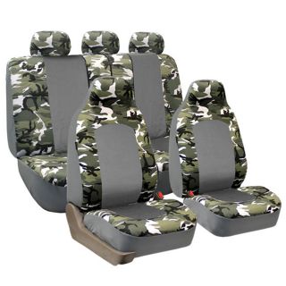 Fh Group Light Grey Camouflage Airbag safe Car Seat Covers (full Set)