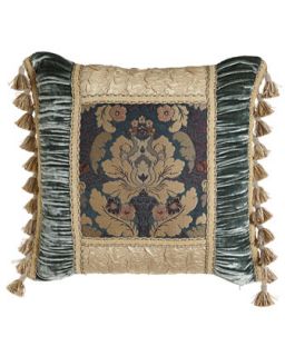Square Pieced Pillow with Tassel Fringe, 20Sq.