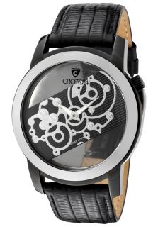Croton CR307931BSSK  Watches,Mens Circuit Breaker Black Textured/See Thru Dial Black Genuine Leather, Luxury Croton Quartz Watches