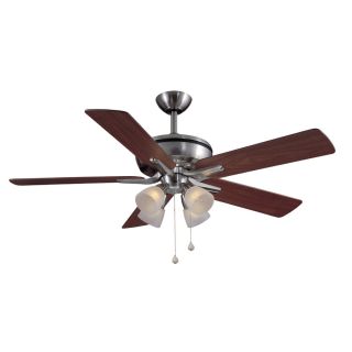 Harbor Breeze Tiempo 52 in Brushed Nickel Downrod Mount Ceiling Fan with Light Kit