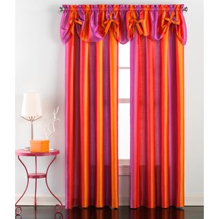 Rainbow Ombre Faux Silk Curtain Panel Pair And Valance Set
