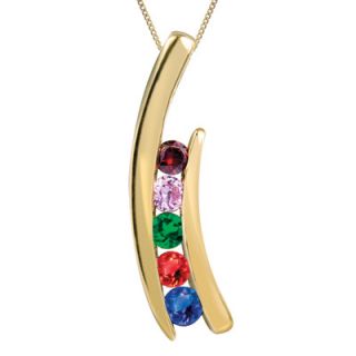 Mothers Birthstone Pendant in 10K White or Yellow Gold (3 7 Stones